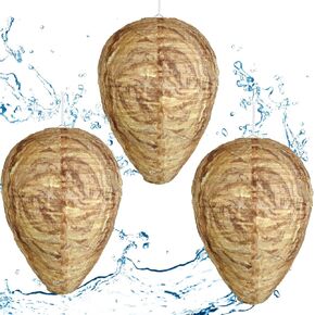 Wasp Nest Decoy, 3 Pack Hanging Fake Wasp Nest Outdoor, Fabric Material Reusable & Waterproof Hornet Nests Decoy for Patio, Garden, Porch, Deck, Yard