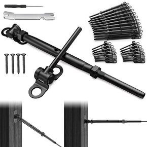 BLIKA 10 Pair 1/8" Black Cable Railing Kit Swage Toggle Turnbuckle Hardware, Adjustable Angle T316 Stainless Steel Cable Railing Kits for 2"x2", 4"x4" Wood Posts, Black Deck Railing Kit for Stairs