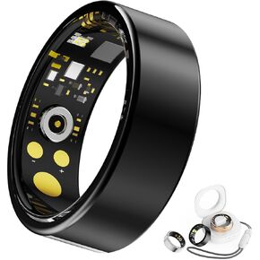 Smart Ring Health Tracker for Women Men, Fitness Ring with Steps, Distance & Calorie Count, Fitness Tracker with Sleep, Heart Rate, Blood Oxygen Real Time Monitor, IP68 Waterproof (Gold, 8#)