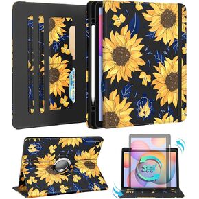 for Samsung Galaxy Tab S6 Lite Case 10.4 Inch 2024/2022/2020 - Women Girls Cute Rotating Stand Folio Cover with Pencil Holder & Card Slot Girly Kawaii Cat Unique Design Cases for Tab S6 Lite