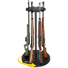 Indoor Gun Racks, Rotating Gun Rifle Rack Stand, Heavy Solid Wood Gun Storage-Holds up to 12 Guns Display