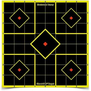BIRCHWOOD CASEY Shoot-N-C 8" Sight-in Reactive Targets - Highly Visible Instant Feedback Self-Adhesive Shooting Target Stickers with 36 Repair Pasters