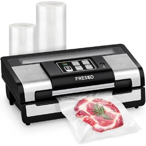 Fully Automatic Vacuum Sealer, 95Kpa Powerful Food Vacuum Sealer Machine, Auto Dry-Wet Detection | Bag Cutter | 2 Rolls Bags & 100 Pcs Precut Bags | Effortless Operation, Silver - Black
