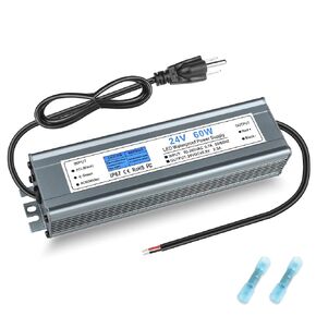 24V 400W LED Power Supply, IP67 Waterproof AC 90-140V to DC 24V 16.6A LED Driver, Low Voltage Transformer with 3-Prong Plug for LED Strip, Landscape Lighting, 24V LED Lights, Computer