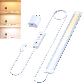 Under Cabinet Lighting Dimmable USB LED Lights Strips Bar Plug In,Warm/Natural/Cold White Select,Kitchen Counter Lights,20Inch Long for Over Sink,Table,Desk,WorkBench,Room,6W,560LM Bright,1pcs