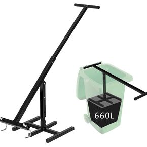 Manual Trash Compactor,Compacting Trash Can for Kitchen,Waste Recycling Hand Tool for Outdoor,with Adjustable Handle,Touchless Trash Bin Compactor for 120-660L Wheelie Bins(Black)