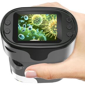 1000X Handheld Microscope for Kids 4K 2.0" Screen Rechargeable Mini Pocket Digital Microscopes w/Slides Kit Portable Edu Gift Age 4-6 8-12 Children Students (Grey)