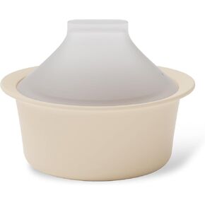 Silicone Microwave Steamer | Made in Korea, Baby Food Maker Bowl with Lid, Egg and Vegetable Steam Cooker, Japanese Donabe Inspired Cooking Pot, Dishwasher Safe (Large, TerraCotta)