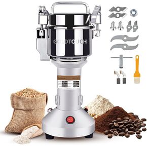 Goldtouch 2000g High-Speed Electric Grain Mill Grinder Makes Gluten Free Flours, 3600W 110V Stainless Steel spice grinder, Grain Mill for Home and Commercial User