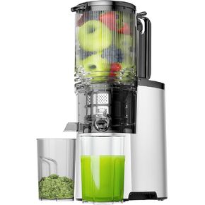 Cold Press Juicer, 5.8" Wide Feed Chute Juice Extractor Machine with 400W, High Juice Yield, Slow Masticating Juicer for Whole Vegetables & Fruits, Premium Silver