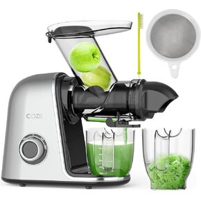 Juicer Machines, COZII Cold Press Juicer Extractor, Slow Masticating Juicer Soft/hard Mode, 3.6" Large Feed Chute For Vegetable and Fruit, Easy to Clean, Quiet Motor, High Juice Yield, Dishwasher Safe