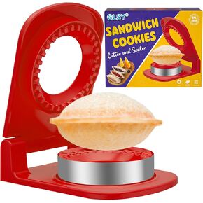 Metal Sandwich Cutter and Sealer Round Sandwich Cutters for Great Perfectly Sealed Sandwiches, Lunch Box Snacks & Party Food Prep(Red)