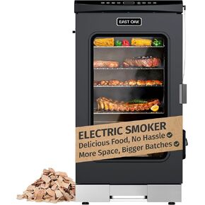 EAST OAK 30" Electric Smoker, Outdoor Smoker with Glass Door & Meat Thermometer, 725 Sq Inch Large Capacity, 4 Detachable Racks for Backyard BBQ, Party, Outdoor Cooking Night Blue