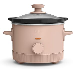 bella 1.5 Qt Slow Cooker with 3 Heat Manual Control, EverGood™ Ceramic Nonstick Coating, Dishwasher Safe Stoneware Pot and Tempered Glass Lid, Tangle Free Cord Wrap & Cool Touch Handles, Seaglass