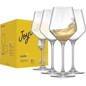 مزامير الشمبانيا JoyJolt - مجموعة كؤوس الشمبانيا الكريستالية من مجموعة ليلى المكونة من 4 قطع - سعة 6.7 أونصة - مثالية للبار المنزلي، والمناسبات الخاصة - صنع في أوروبا