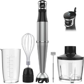 Immersion Blender Handheld Corded Hand Blenders Set 1100W, Trigger Variable Speed 5 in 1 Stick Emulsifier with Chopper, Whisk and Frother for Soup, Baby Food and Smoothies