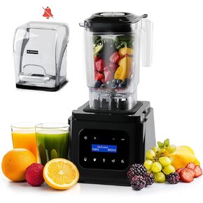 Countertop Commericial Blender, 1700W Motor, 61oz, Self-Cleaning, Noise Reduction, High-Speed, Quiet Performance Blender for Smoothies, Soups, Shakes, and Commercial Use