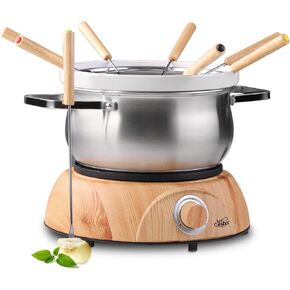 Artestia Swiss Design 1500W Electric Fondue Pot Set for Melting Chocolate Cheese Pot Sets with Temperature Control for Oil Broth Fondue Party, 8 Colored Fondue Forks