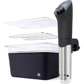 Greater Goods Pro Sous Vide Kit - An 1100 Watt, Powerful, Precise Sous Vide Cooker and Premium, Plastic Container with Sous Vide Rack, Lid, and Neoprene Sleeve | Designed in St. Louis