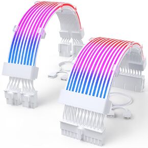 Sirlyr RGB 12VHPWR Cable Set,ARGB PSU Cable Extension of Soft LED Strip Include 24Pin Motherboard,16 Pin to 3×8 Pin GPU Power Supply Cables for PC Custom