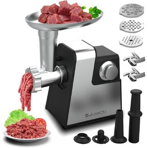 2800W Max Electric Meat Grinder, Sausage Stuffer,Stainless Steel Meat Mincer With 2 Blades, 3 Plates, Sausage Tube And Kubbe Kit For Home Kitchen Use