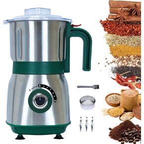 Versatile Kitchen Grinder | 500W Electric Mill | Grinds Spices, Nuts, Grains, Coffee | 3 Stainless Steel Blades | Wet & Dry Use (Black)