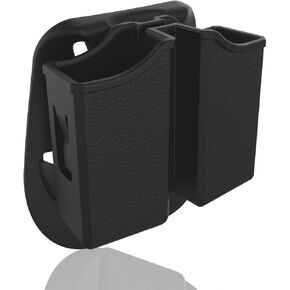 Universal Double Magazine Pouch, 9mm .40 .45 .357 Double Stack Mag. Holder Dual Stack Mag Holster with 1.5''-2.5'' Belt Clip for Glock Sig sauer S&W Beretta Browning Taurus H&K Most Pistol Mags
