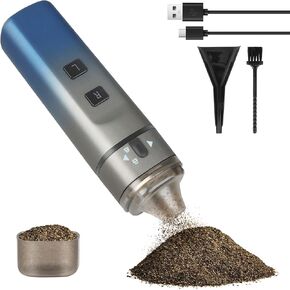 Electric Spice and Seasoning Grinder - Portable Rechargeable Grinder for Kitchen Use, Adjustable Coarseness, USB Charging, Includes Funnel and Cleaning Brush - Blue(Ocean Mist) (Ocean Mist)