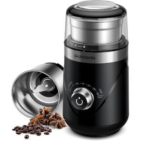 SHARDOR Upgraded Adjustable Coffee Grinder Electric, Herb/Spice, Espresso with 1 Removable Stainless Steel Bowl, Black, Upgraded Version 3.0