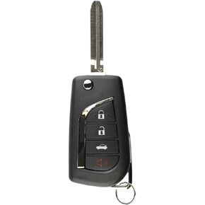 2X KeylessOption Keyless Entry Remote Car Key Fob Control 4-Button Flip Replacement with Uncut Ignition Blade for 2018 2019 2020 2021 2022 Toyota Camry (HYQ12BFB, H CHIP)
