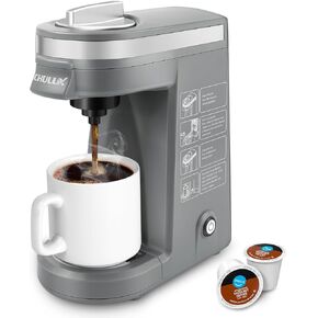 CHULUX Single Serve Coffee Maker for K Capsule and Ground Coffee, Single Cup Coffee Machine, Black