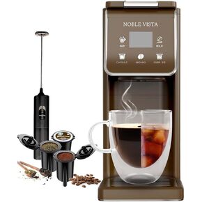 Hot And Iced Coffee Maker, Milk Frother, K Cup Single Serve Coffee Maker, Ground Coffee, Iced Tea, 6-14 OZ Brew, 52 OZ Water Tank