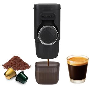 Portable Coffee Maker, 2 in 1 Small Travel Coffee Machine for Ground Coffee & Capsule, Manually Operated, 15 Bar Small Handheld Coffee Machine for Camping, Travel