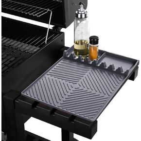 Griddle Mat Barbeque Grill Accessories Tools for Blackstone, Side Shelf Mat Grill Pad for Outdoor Grill Kitchen Counter Spatula Silicone Mat with Drip Pad for Kitchen, Cooking, Countertop (Orange)