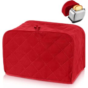 Toaster Cover 2 Slice, Two Slice Bread Machine Cover Quilted Toaster Covers Bread Maker Cover Universal Size Kitchen Appliance Cover Polyester and Cotton Quilted, Dust and Fingerprint Protection, Red