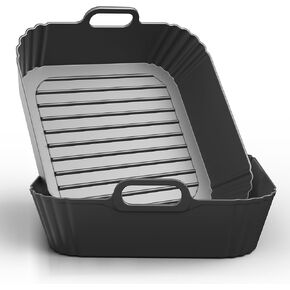 9-Inch Square Silicone Liners for Large Air Fryer 2Pack, Silicone Pot Baking Accessories for Chefman 6 to 8.5QT, Reusable Air Fryer Tray Insert for Oven Microwave Accessories