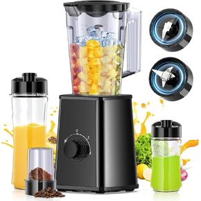 Blenders for Smoothies, Smoothie Blender, Personal Smoothies and Shakes Maker, with Coffee Grinder and 2 To-Go Cups, Countertop Blender for Kitchen, BPA Free