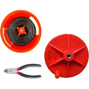 Aluminium Wheel Reel, Lightweight Aluminum, Left Handed and Right Handed with Rewind Knob and Tie Wire Aluminium Reel and Ribar Tie Wire 16 Gauge and 6' Plier Combo