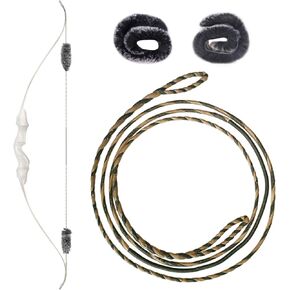 S F 16 Strands Handmade Flemish Bowstring Replacement + 1 Pair Rabbit FurBow String Silencer for Recurve Bow and Traditional Longbow