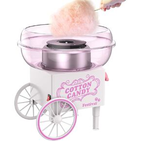 Cotton Candy Machine, Mini Cotton Candy Maker Machine for Kids with Sugar Scoop, Easy & Safe to Use, Pink Vintage Portable Candy Floss Maker for Birthday, Home, Party Gatherings, Christmas Gift