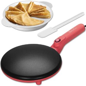 Baker's Friend Instant Crepe Maker with Handle, Electric Crepe Maker Machine, Crepera Electrica, 8 Inch Non-stick Cooking Surface, Creamy White