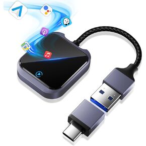 Android Auto and Carplay Wireless Adapter with Fast Stable 5Ghz WiFi Bluetooth, Android Auto Wireless Adapter Applies to Cars Since 2016 & Phone with Android11+/ iOS10+ & USB-A/Type-C (Purple Grey)