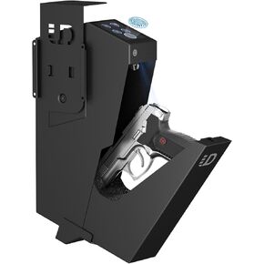 Urban Deco Handgun Gun Safe for Nightstand, Desk, Bed Side - Pistol Safe, Hand Gun Safe for Car, Biometric Gun Safe for Handgun with Fingerprint, PIN Code, Key Access