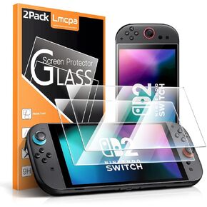 [2-Pack] Lmcpa Screen Protector for Nintendo New Switch 2（2025）7.9 Inch, Anti-Scratch, Bubble-Free, Transparent HD Clear Tempered Glass Film Screen Protector, 9H Hardness, Ultra-Thin 0.25mm, Accessories for Switch 2