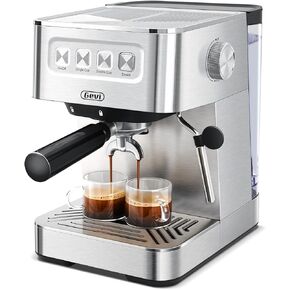 Gevi Espresso Machine 20 Bar High Pressure,Super Automatic Espresso Machines with Milk Frother Steam Wand,Cappuccino & Latte Maker with Volume Control for Home,Espresso Maker, Gift for Coffee Lover