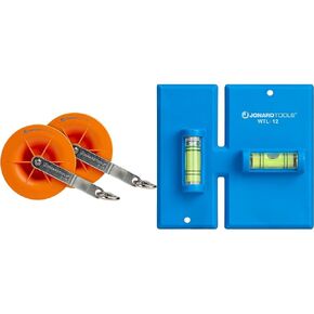 Jonard Tools CP-475 Cable Pulley Set (2-Pack) and WTL-12 Wall Box Template and Level for Low Voltage Electrical, Network, & Coax Cable Installation