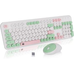 Wireless Keyboard and Mouse Combo with Switch Button- 2.4GHz Cordless Typewriter Keyboard | Auto-Sleep | USB Receiver for Windows PC/Laptop - Blue Colorful