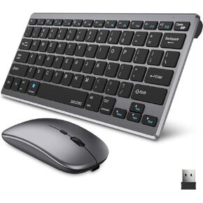 Delton N35 Portable/Travel/Small Wireless Keyboard and Mouse Combo - Bluetooth & 2.4GHz, 3 Adjustable DPI (800/1200/1600), Compatible with PCs, laptops, macOS, and iOS - Black