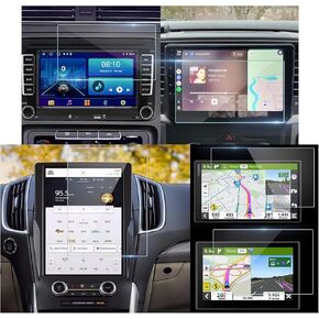 194x146mm Screen Protector for Auto Double Din Car Stereo / Car Radio / CarPlay Radio, 9H Anti-Scratch HD Rectangular Universal Tempered Glass Film for Android Auto Head Unit / GPS Navigator for Car