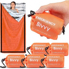 حقيبة نوم للطوارئ Deecam ، 6 حزمة البقاء على قيد الحياة Bivy Sack Mylar الطوارئ الحرارية بطانية مقاومة للماء محمولة محمولة للتخييم على معدات المشي لمسافات طويلة في الهواء الطلق.